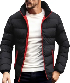 lcziwo Mens Puffer Quilted Jacket Lightweight Stand Collar Zip up Parka Casual Padded Cotton Jacket Winter Short Coat