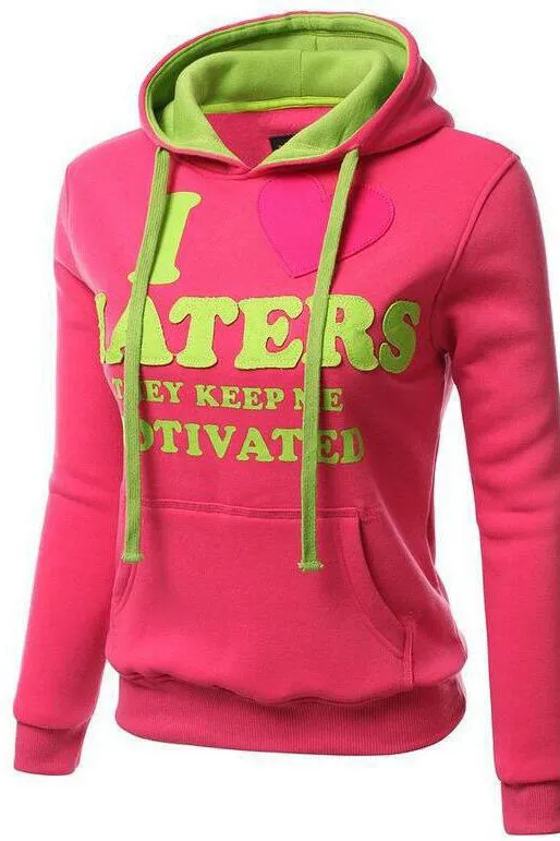Letter Print Color Block Drawstring Pocket Pullover Hoodie