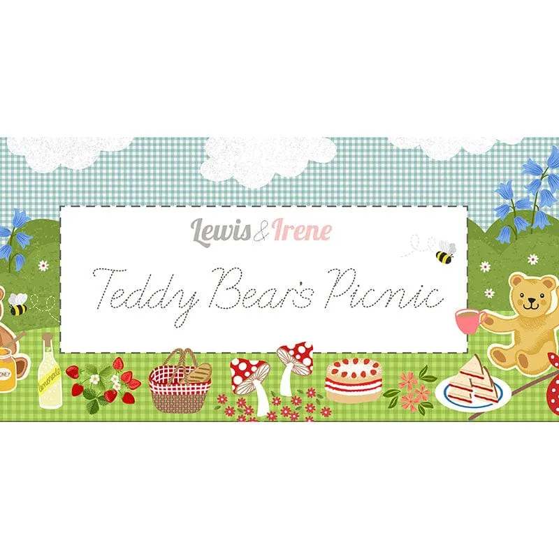 Lewis And Irene Teddy Bears Picnic Bunting Fabric Panel A818