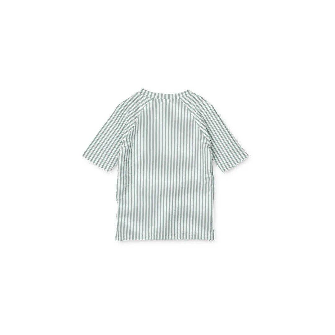 Liewood Noah Swim Tee Seersucker - Sea Blue/White - Stripe