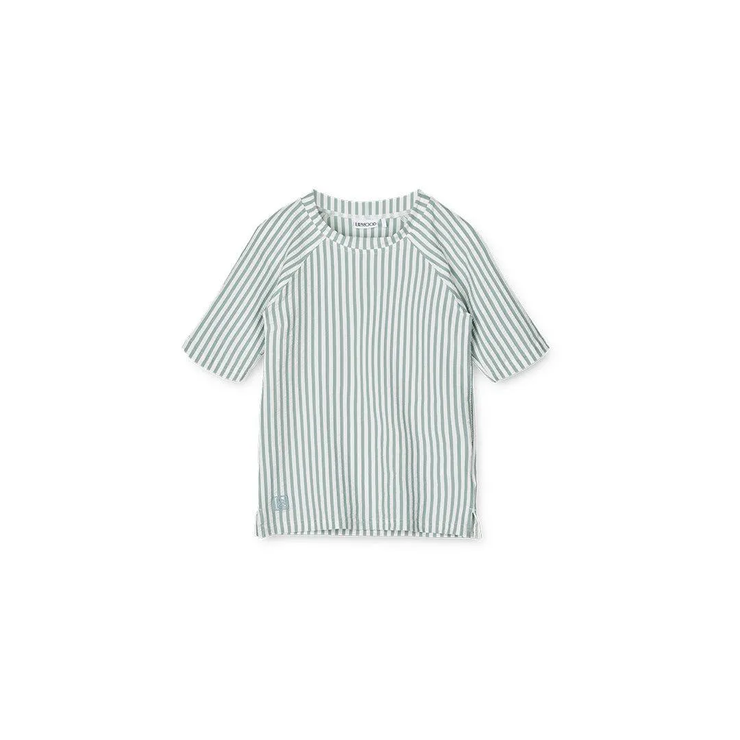 Liewood Noah Swim Tee Seersucker - Sea Blue/White - Stripe