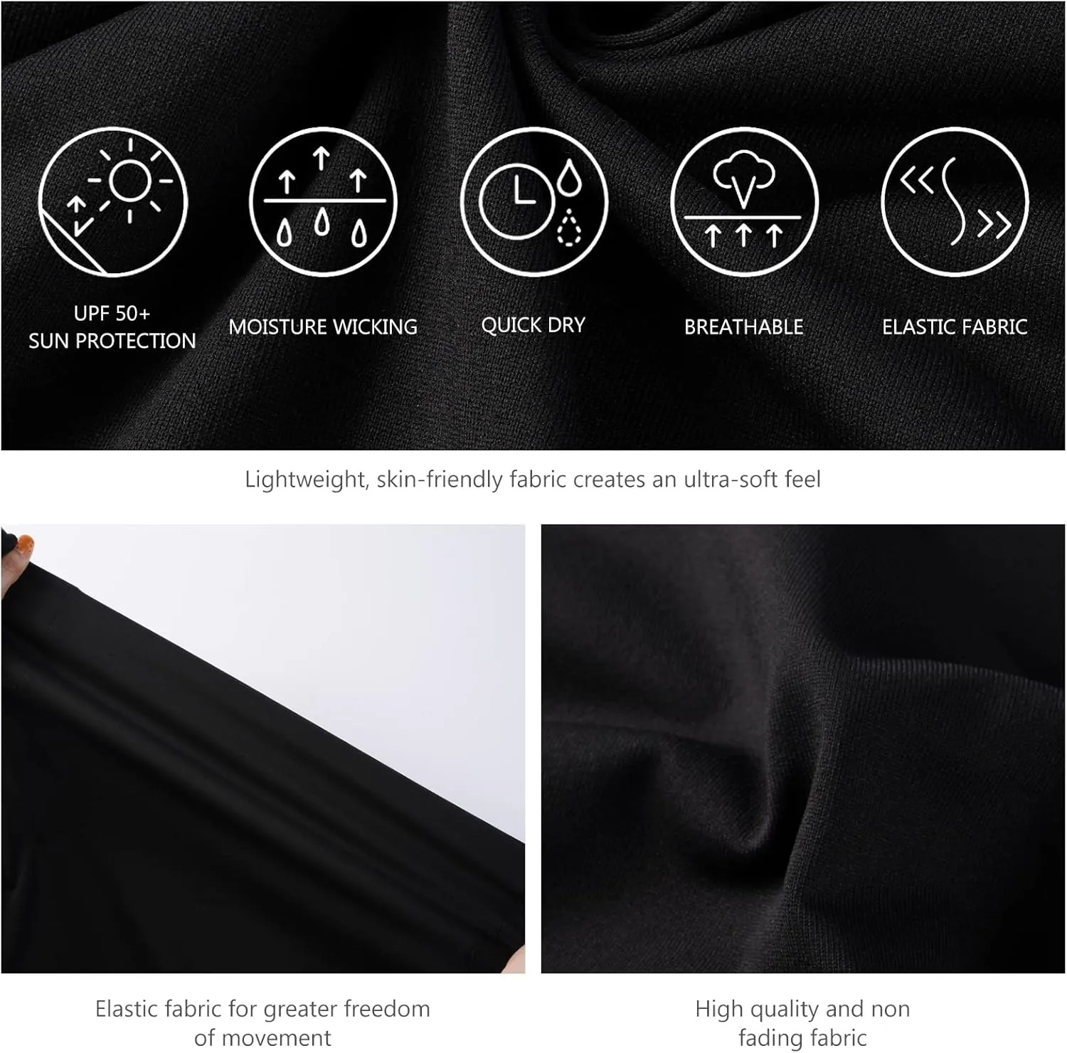 Lightbare Womens 3/4 Sleeve Dress with Pockets UPF 50  Casual Sun Dress Breathable Quick Dry for Beach Hiking Outdoors Party