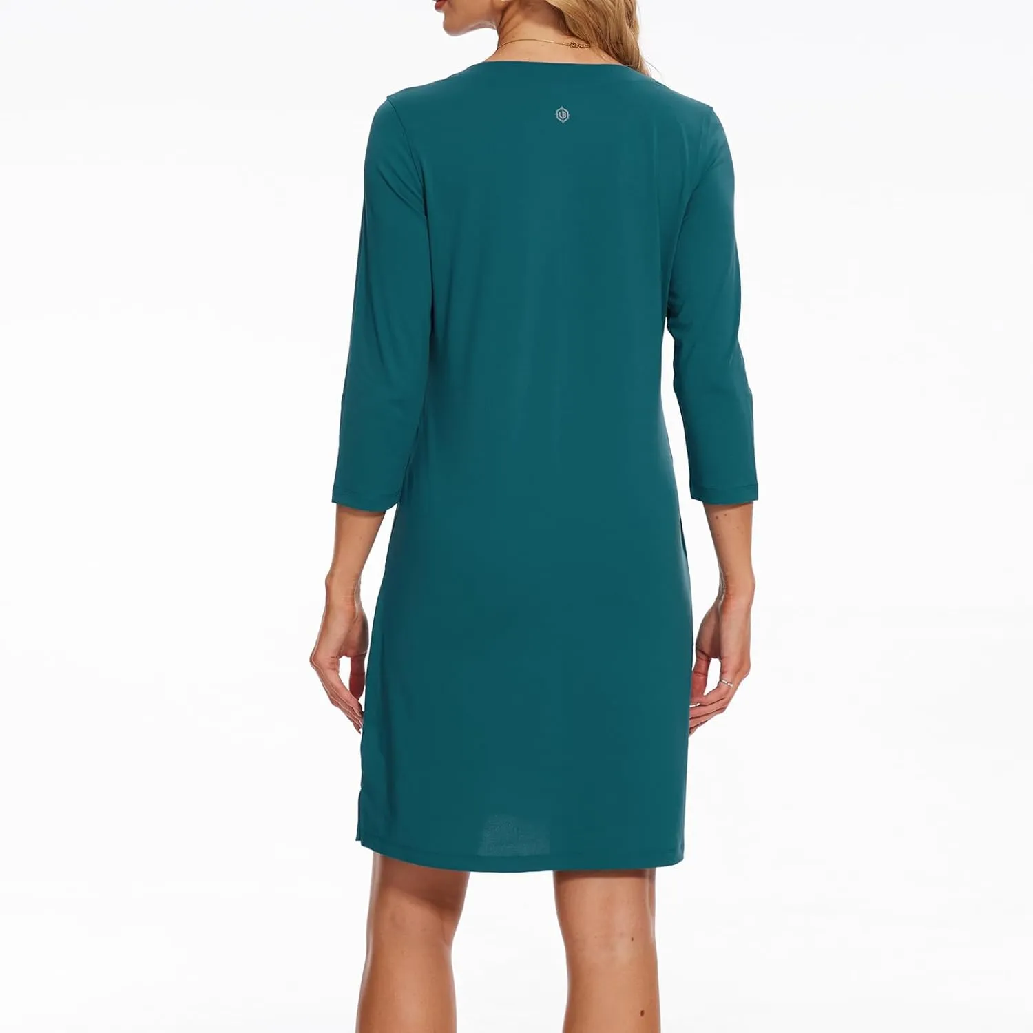 Lightbare Womens 3/4 Sleeve Dress with Pockets UPF 50  Casual Sun Dress Breathable Quick Dry for Beach Hiking Outdoors Party