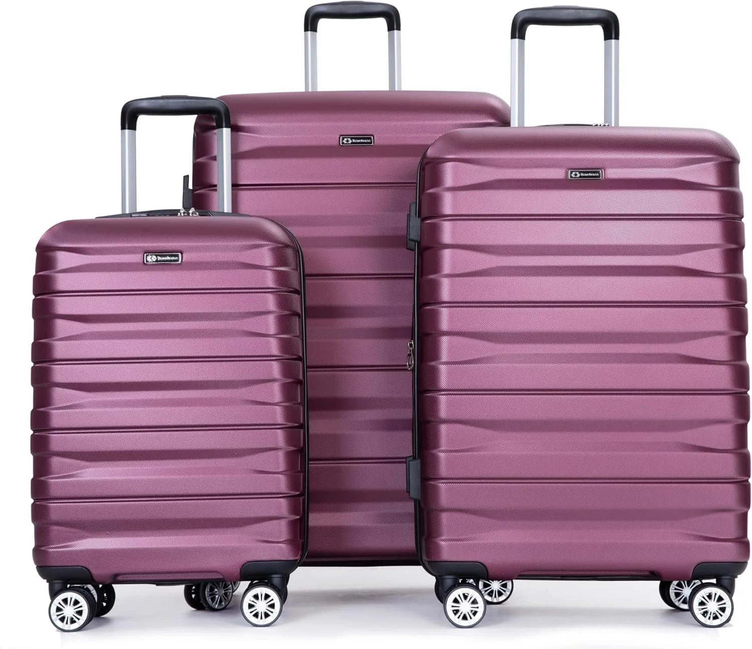 Lightweight & Durable 3 Piece Luggage Set with Expandable Suitcase, 360 Double Spinner Wheels, Two Hooks, Wine Red