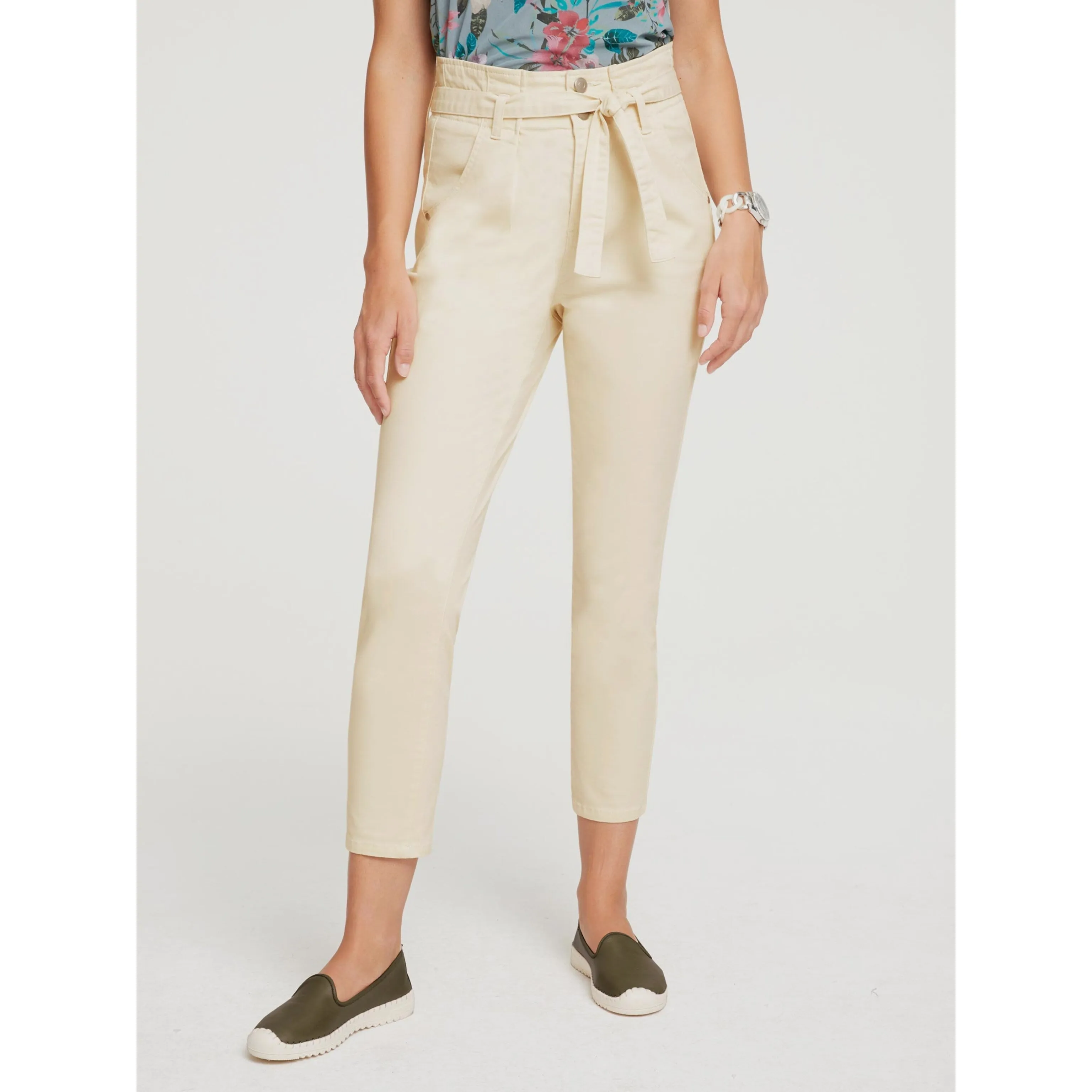 LINEA TESINI Cropped Trousers Champagne UK 14