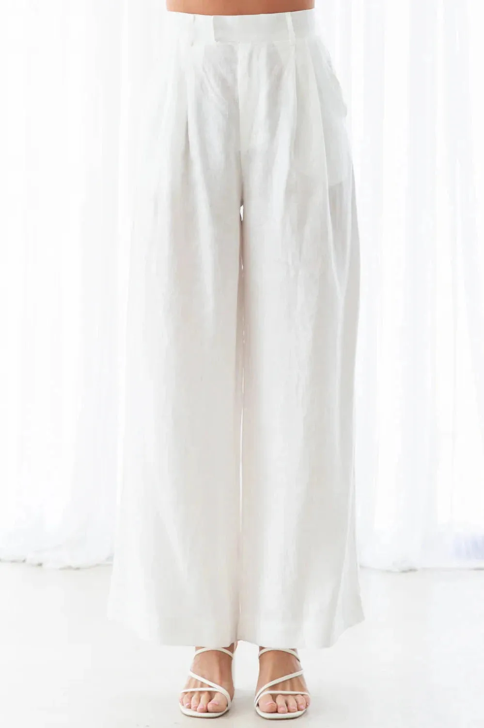 LINEN RELAXED PLEATED PANTS