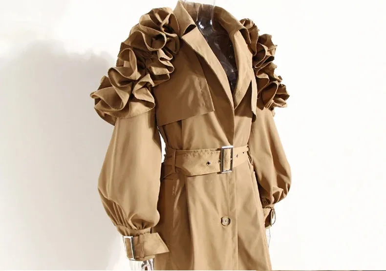Long Black / Khaki Trench Coat for Women w/ Belt Elegant Chic Stylish Luxury Designer Inspired Clothes New Fashion Raincoat