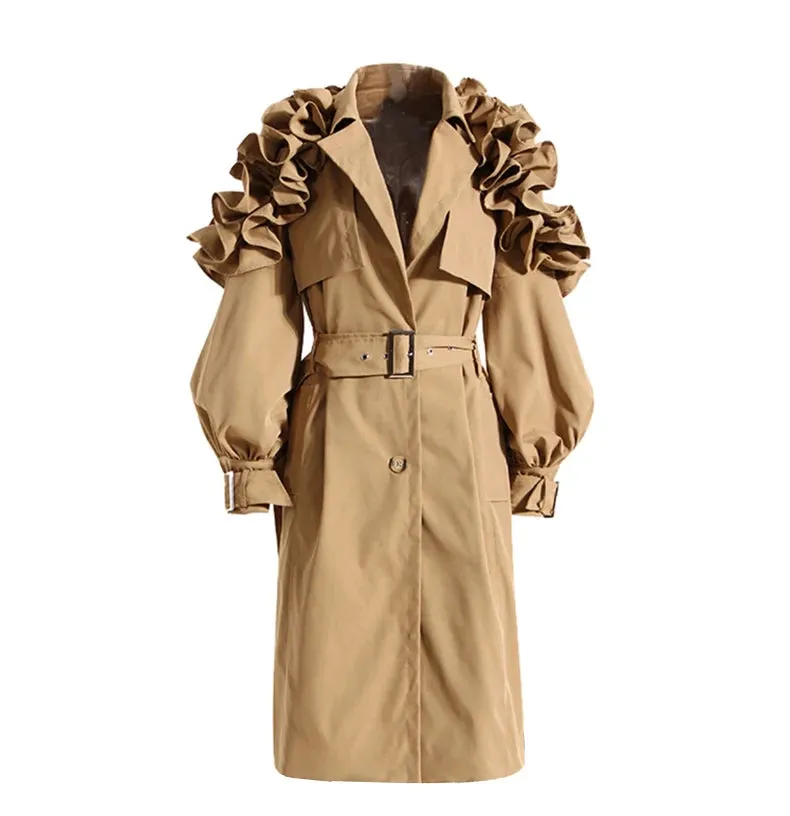Long Black / Khaki Trench Coat for Women w/ Belt Elegant Chic Stylish Luxury Designer Inspired Clothes New Fashion Raincoat