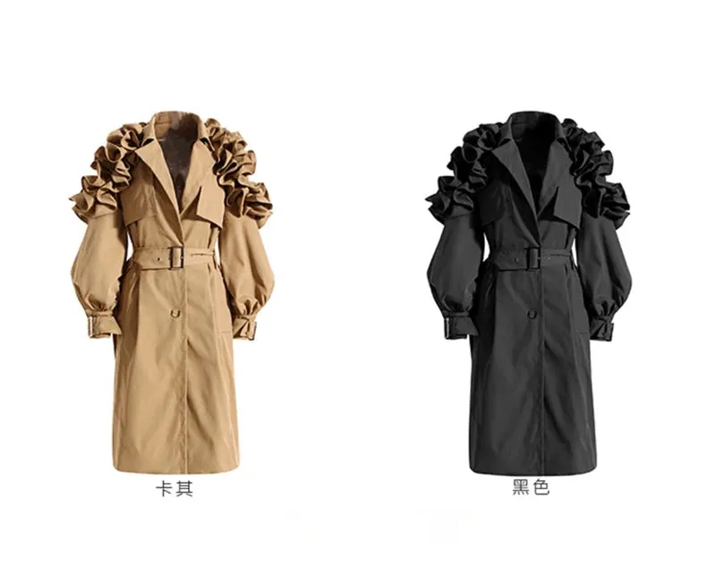 Long Black / Khaki Trench Coat for Women w/ Belt Elegant Chic Stylish Luxury Designer Inspired Clothes New Fashion Raincoat
