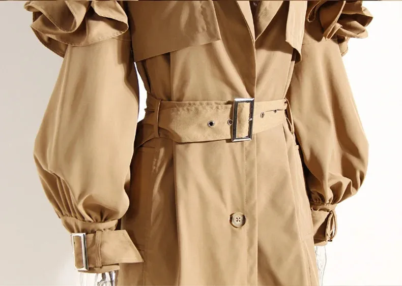 Long Black / Khaki Trench Coat for Women w/ Belt Elegant Chic Stylish Luxury Designer Inspired Clothes New Fashion Raincoat