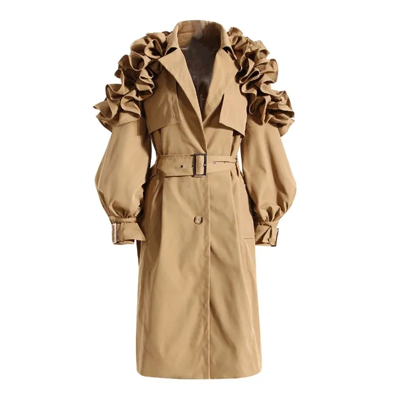 Long Black / Khaki Trench Coat for Women w/ Belt Elegant Chic Stylish Luxury Designer Inspired Clothes New Fashion Raincoat