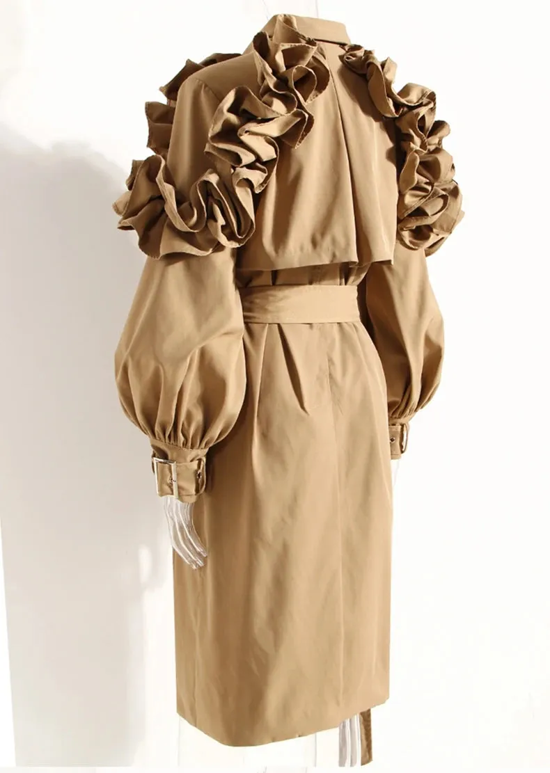Long Black / Khaki Trench Coat for Women w/ Belt Elegant Chic Stylish Luxury Designer Inspired Clothes New Fashion Raincoat