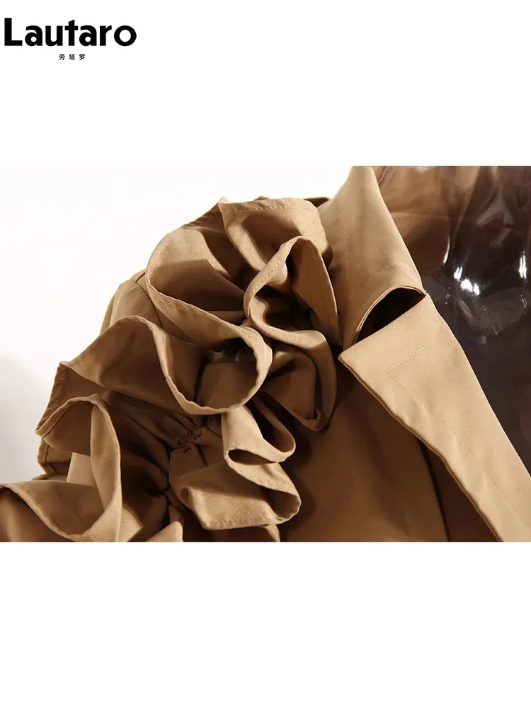 Long Black / Khaki Trench Coat for Women w/ Belt Elegant Chic Stylish Luxury Designer Inspired Clothes New Fashion Raincoat