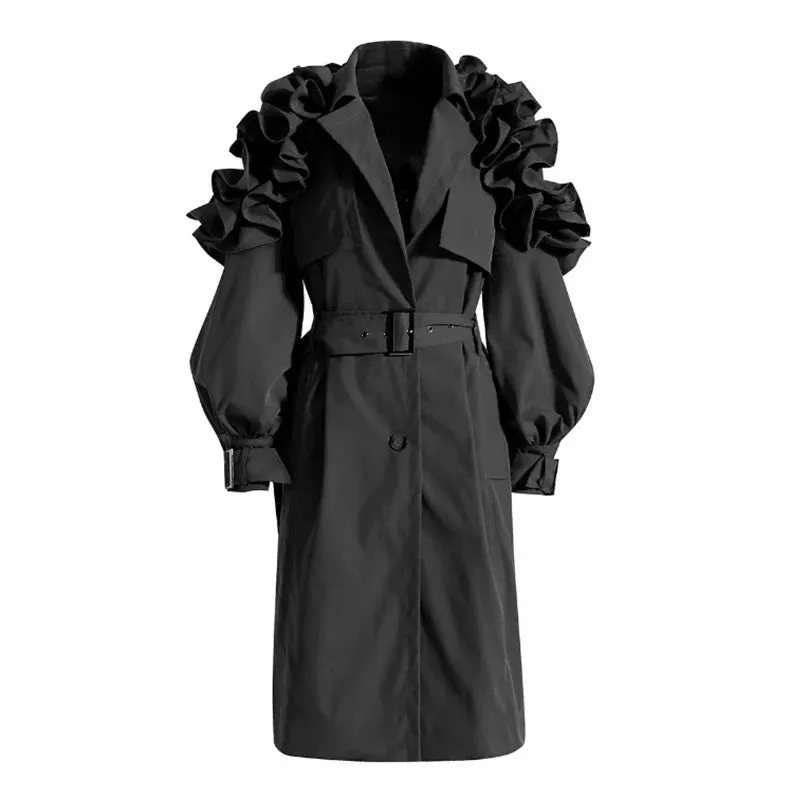 Long Black / Khaki Trench Coat for Women w/ Belt Elegant Chic Stylish Luxury Designer Inspired Clothes New Fashion Raincoat