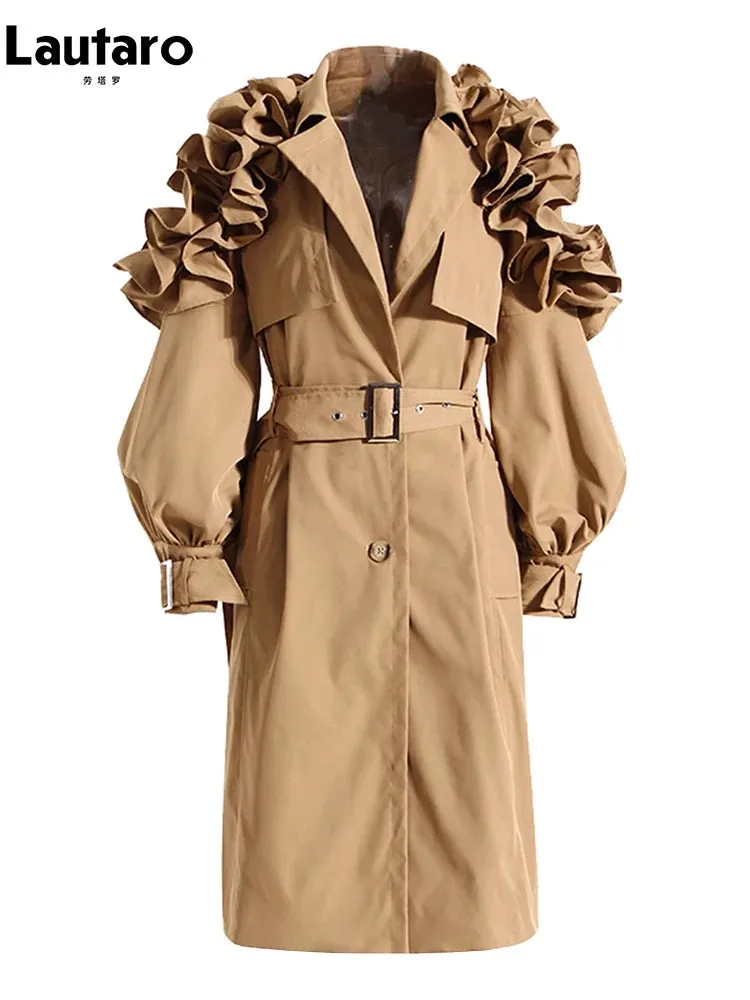 Long Black / Khaki Trench Coat for Women w/ Belt Elegant Chic Stylish Luxury Designer Inspired Clothes New Fashion Raincoat