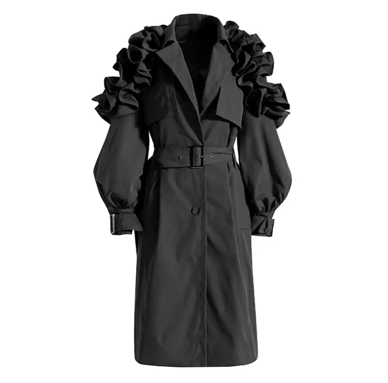Long Black / Khaki Trench Coat for Women w/ Belt Elegant Chic Stylish Luxury Designer Inspired Clothes New Fashion Raincoat