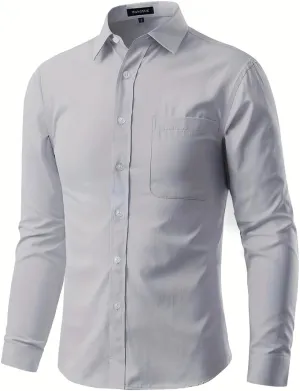 Long Sleeve Dress Shirts for Men Regular Fit Men's Button-Down Shirts Formal Shirt Business Casual Shirt