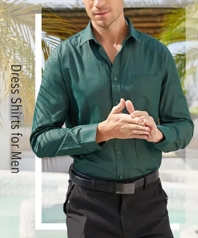 Long Sleeve Dress Shirts for Men Regular Fit Men's Button-Down Shirts Formal Shirt Business Casual Shirt