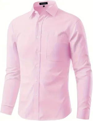 Long Sleeve Dress Shirts for Men Regular Fit Men's Button-Down Shirts Formal Shirt Business Casual Shirt