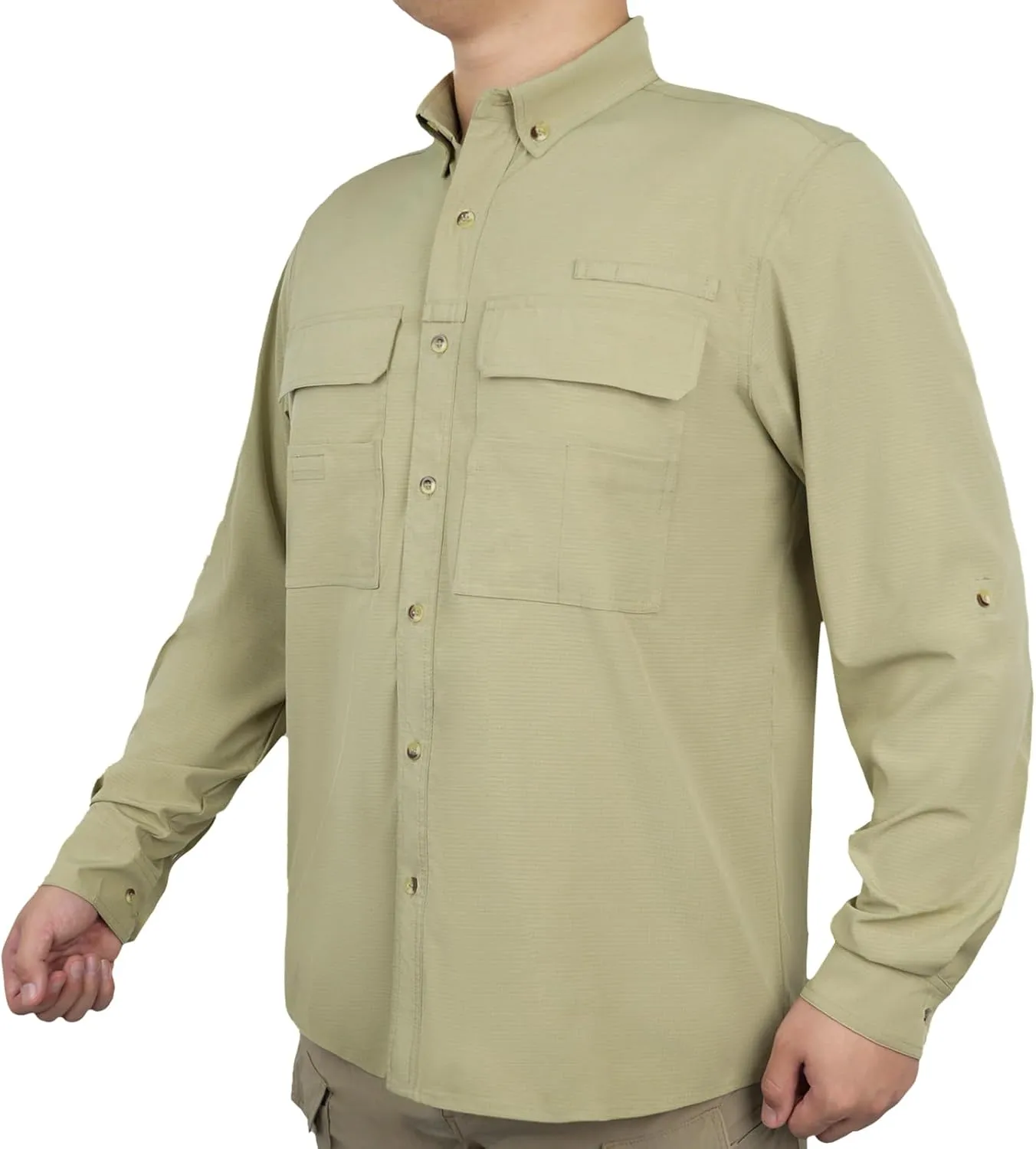 LOOGU Mens Button Down Shirts Quick-Dry Breathable Long Sleeve Casual Shirts for Outdoor Fishing Hiking