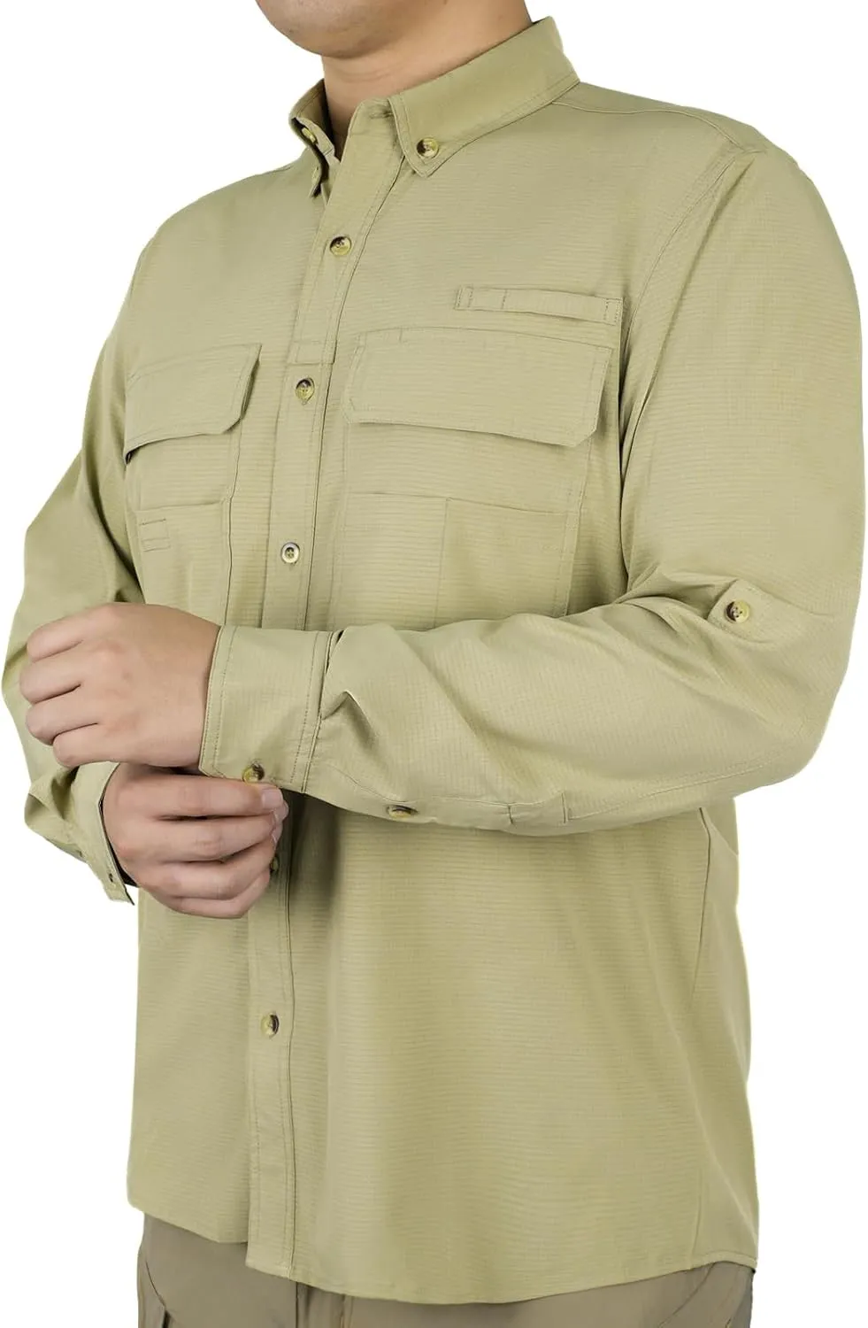 LOOGU Mens Button Down Shirts Quick-Dry Breathable Long Sleeve Casual Shirts for Outdoor Fishing Hiking