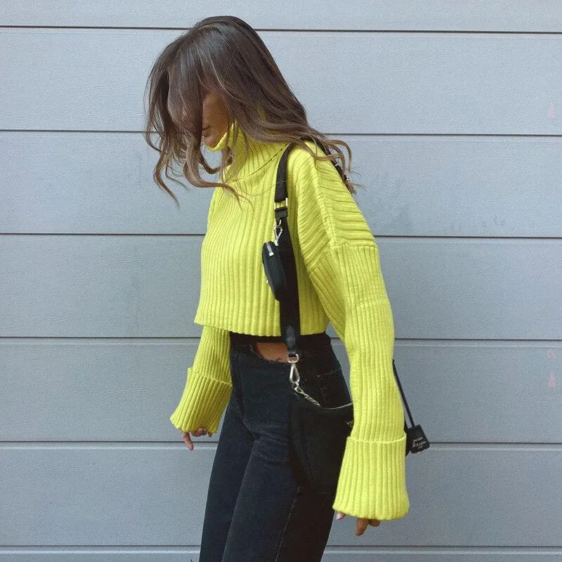 Loose Knit Sweater Women Long Sleeve Winter Lapel Pullover Top Solid Ribbed Elegance Femme Clothing  Warm Streetwear