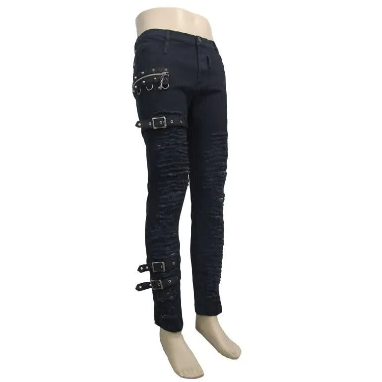 'Lord of Chaos' Punk Buckled Distressed Trousers