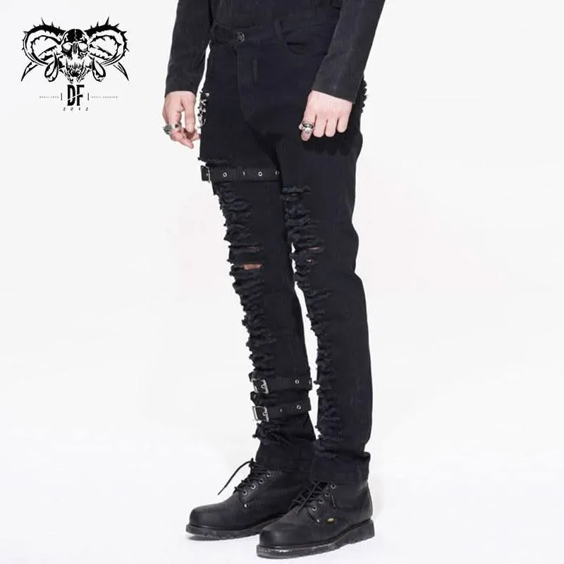 'Lord of Chaos' Punk Buckled Distressed Trousers
