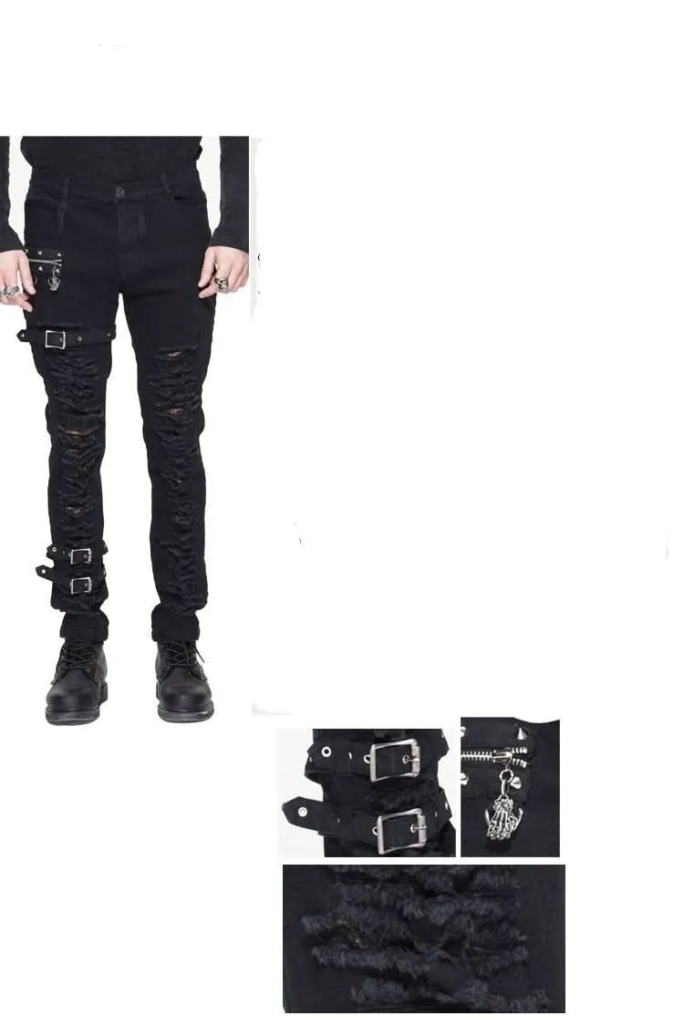 'Lord of Chaos' Punk Buckled Distressed Trousers