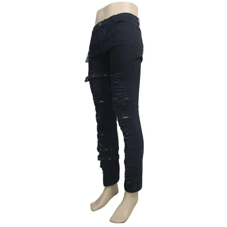 'Lord of Chaos' Punk Buckled Distressed Trousers