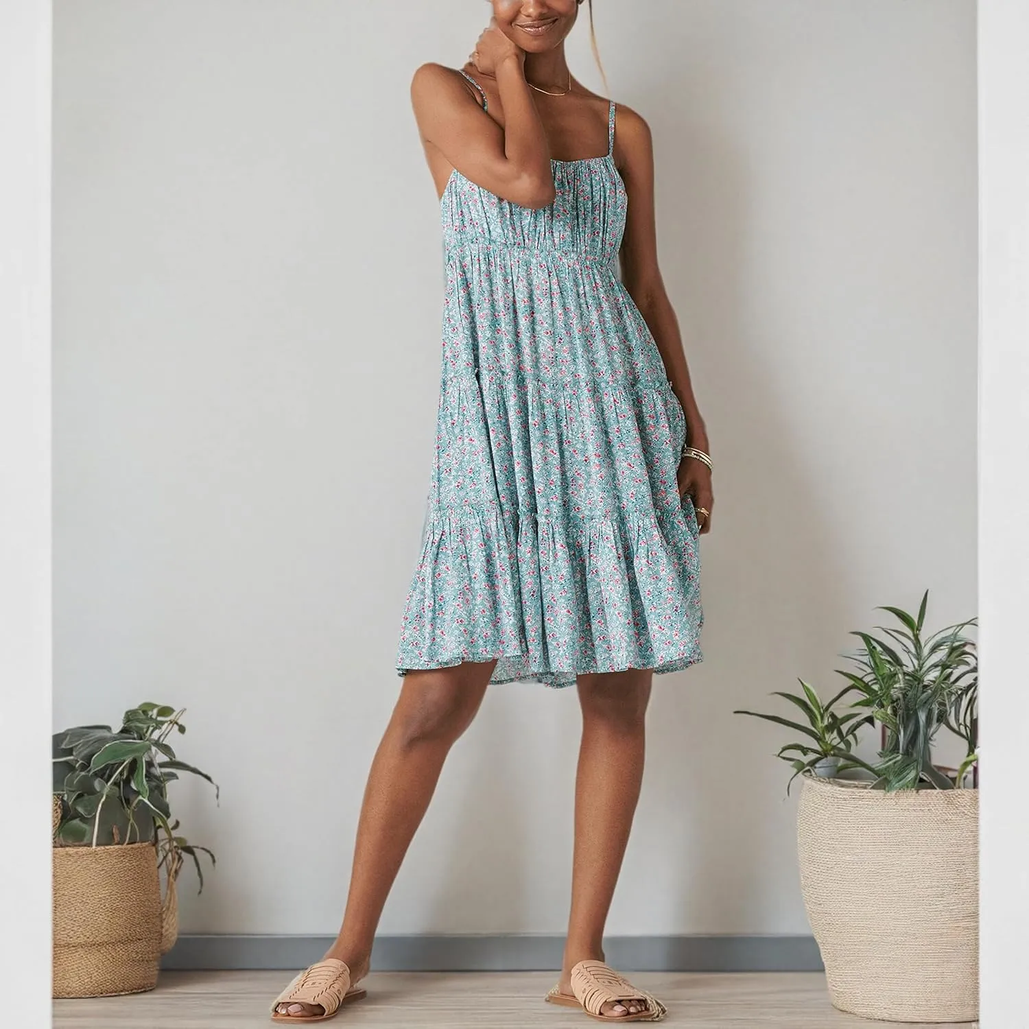 Lucky Brand Women's Tiered Floral Mini Dress