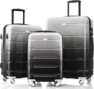 Luggage Set of 3 with USB Port, Airline Certified Carry-on with Spinner Wheels, Hard Shell Design, Black