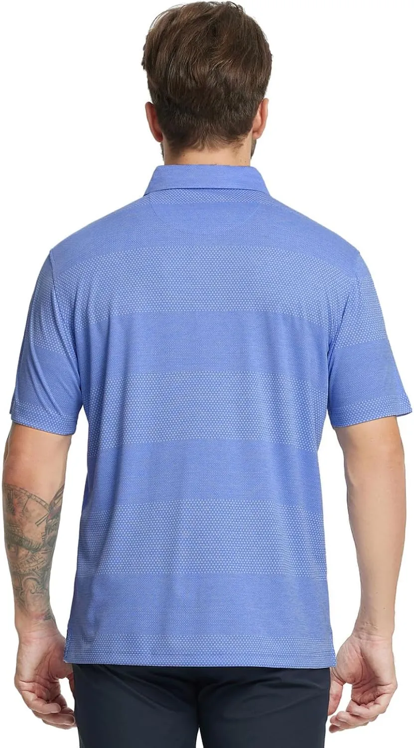M MAELREG Golf Shirts for Men Heather Jacquard Performance Lightweight Moisture Wicking Active Casual Mens Polo Shirts
