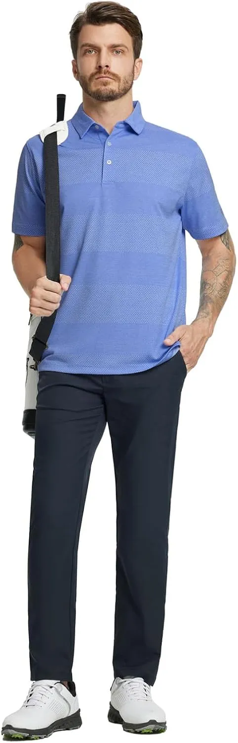 M MAELREG Golf Shirts for Men Heather Jacquard Performance Lightweight Moisture Wicking Active Casual Mens Polo Shirts