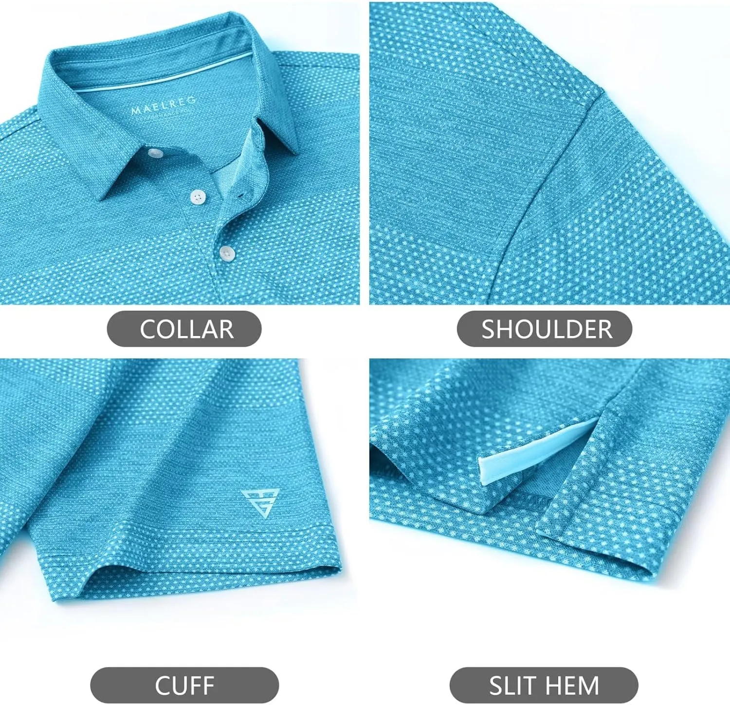 M MAELREG Golf Shirts for Men Heather Jacquard Performance Lightweight Moisture Wicking Active Casual Mens Polo Shirts