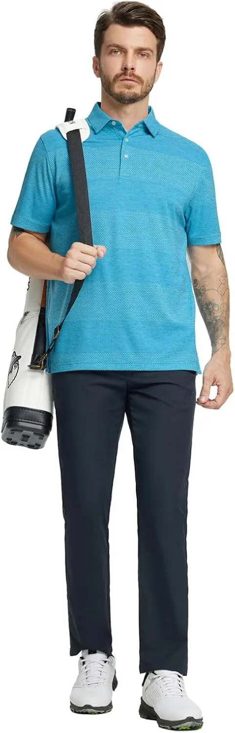 M MAELREG Golf Shirts for Men Heather Jacquard Performance Lightweight Moisture Wicking Active Casual Mens Polo Shirts