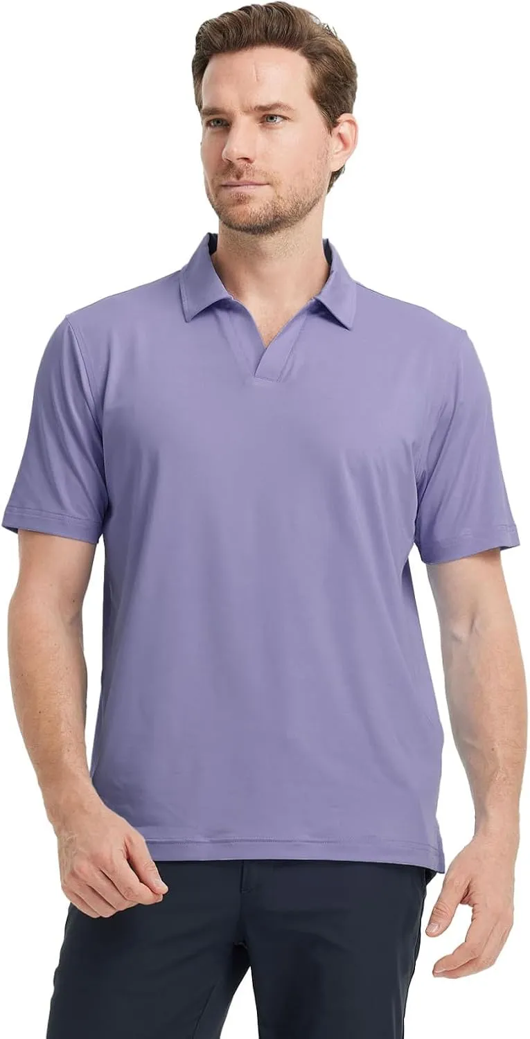 M MAELREG V Neck Polo Shirts for Men Performance Casual Moisture Wicking Mens Golf Polo Shirts Short Sleeve with Collar