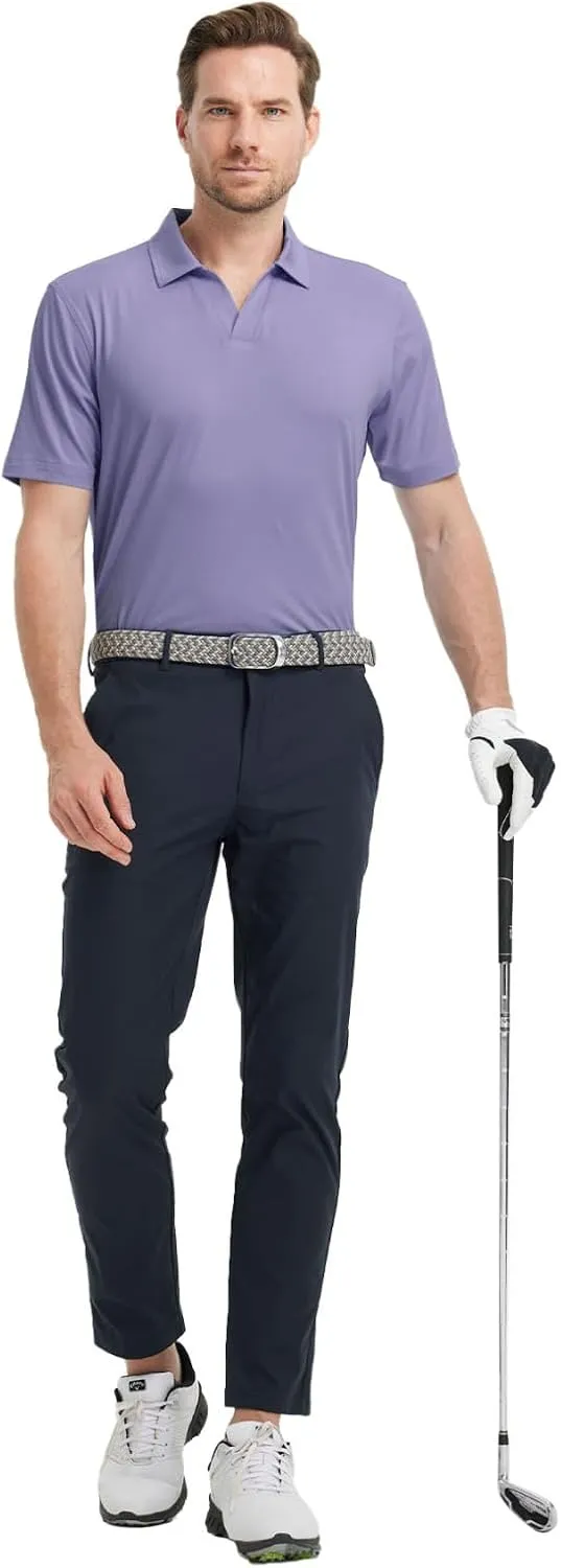 M MAELREG V Neck Polo Shirts for Men Performance Casual Moisture Wicking Mens Golf Polo Shirts Short Sleeve with Collar