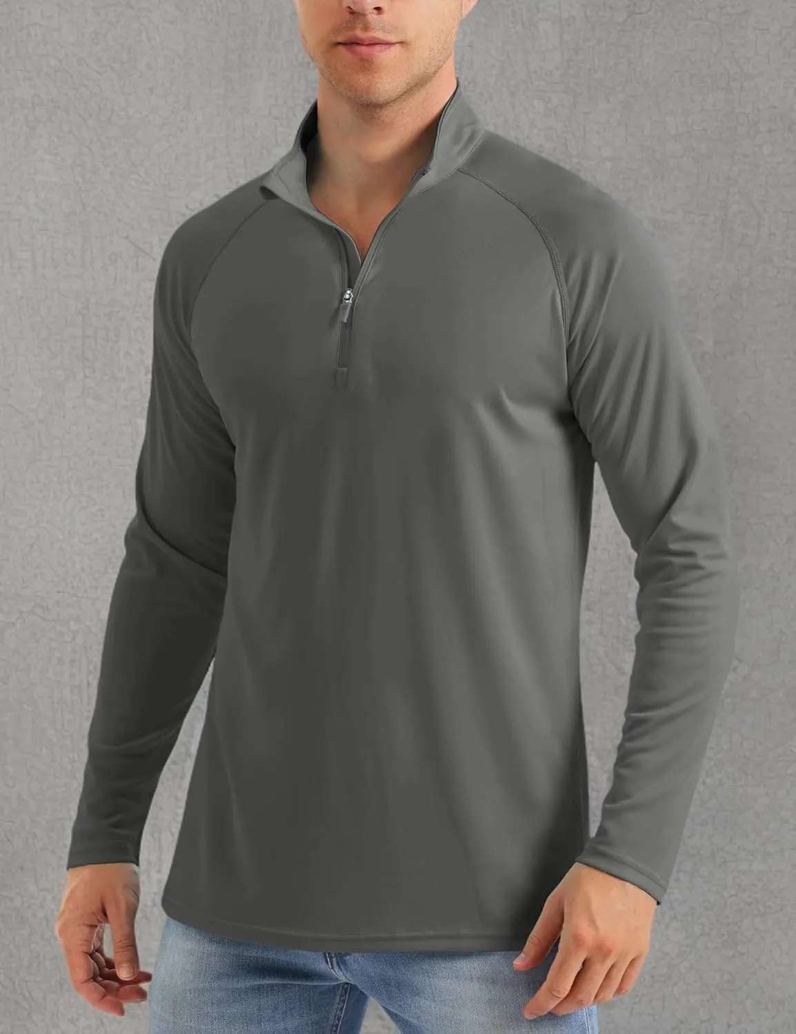 MAGCOMSEN Men's Long Sleeve Sun Shirts UPF 50  Tees 1/4 Zip Up Fishing Running Rash Guard T-Shirts Outdoor Shirt