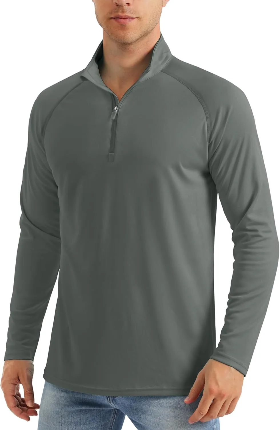 MAGCOMSEN Men's Long Sleeve Sun Shirts UPF 50  Tees 1/4 Zip Up Fishing Running Rash Guard T-Shirts Outdoor Shirt