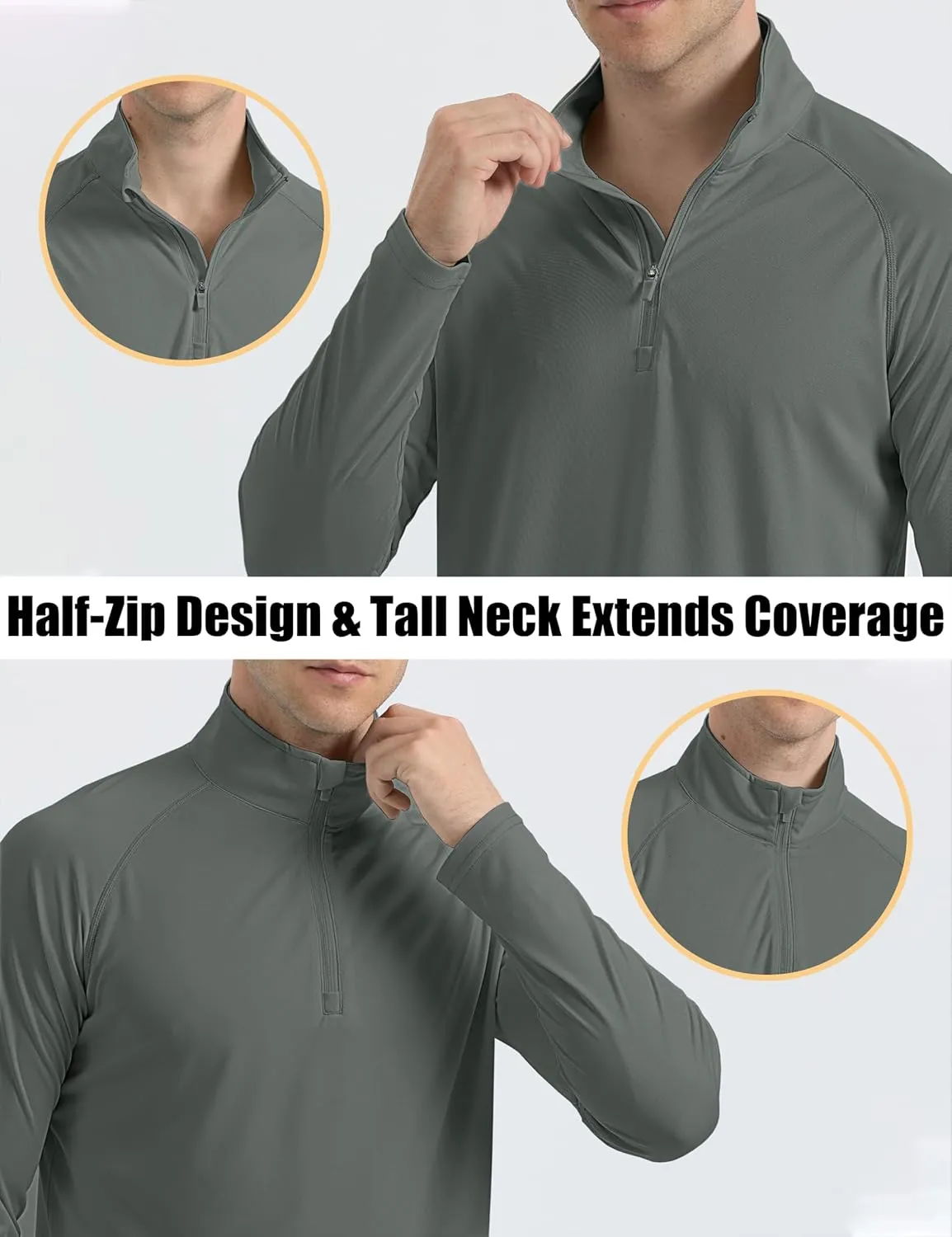 MAGCOMSEN Men's Long Sleeve Sun Shirts UPF 50  Tees 1/4 Zip Up Fishing Running Rash Guard T-Shirts Outdoor Shirt
