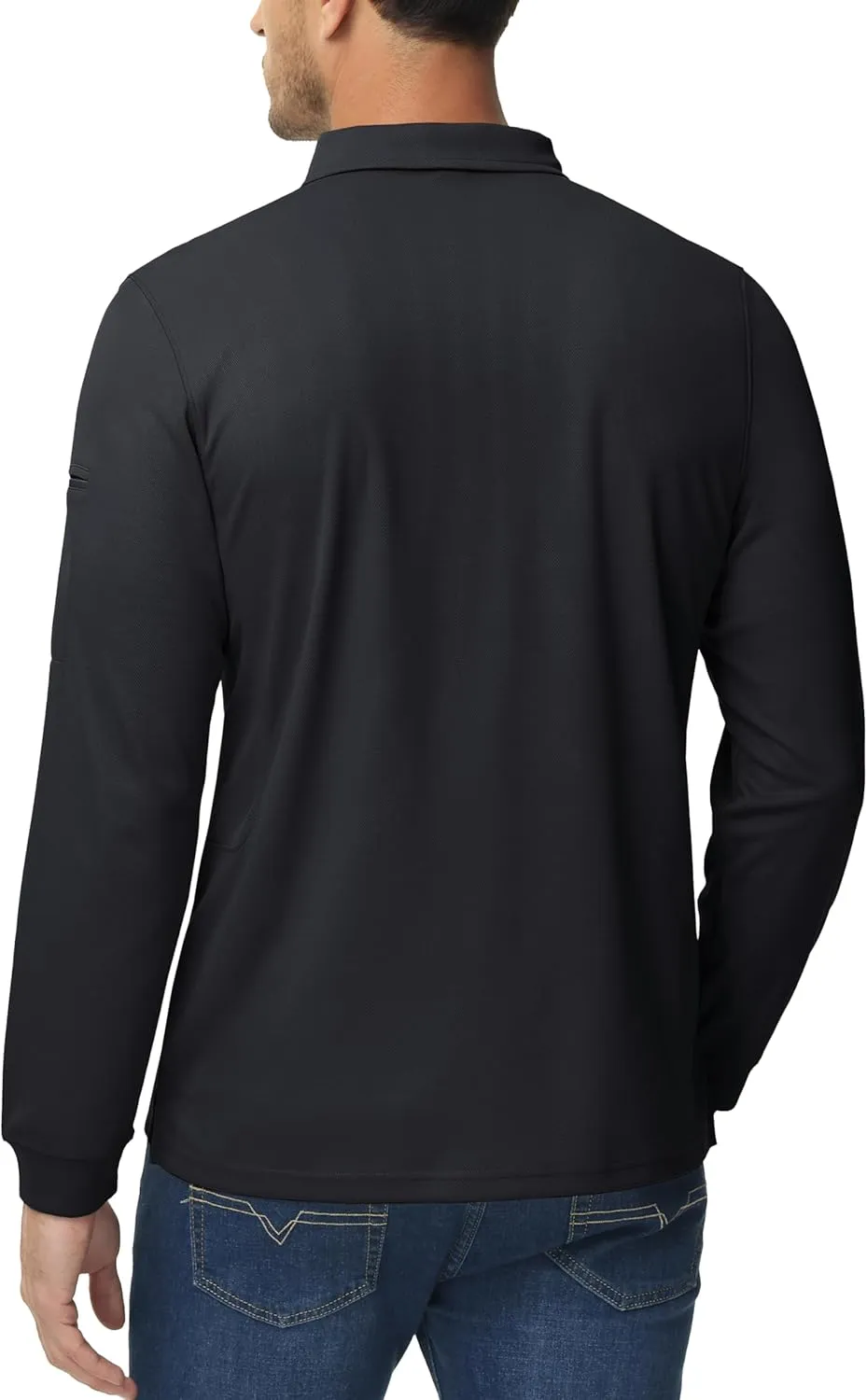 MAGCOMSEN Men's Polo Shirts 3 Button Quick Dry Performance Long Sleeve Tactical Shirts Pique Jersey Golf Shirt