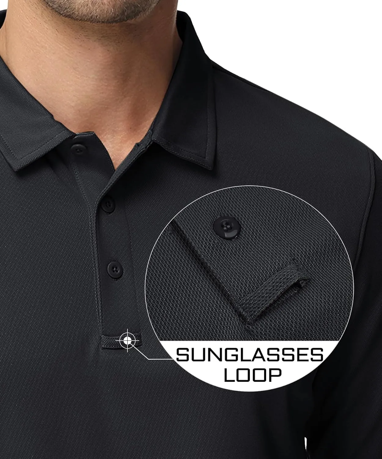 MAGCOMSEN Men's Polo Shirts 3 Button Quick Dry Performance Long Sleeve Tactical Shirts Pique Jersey Golf Shirt