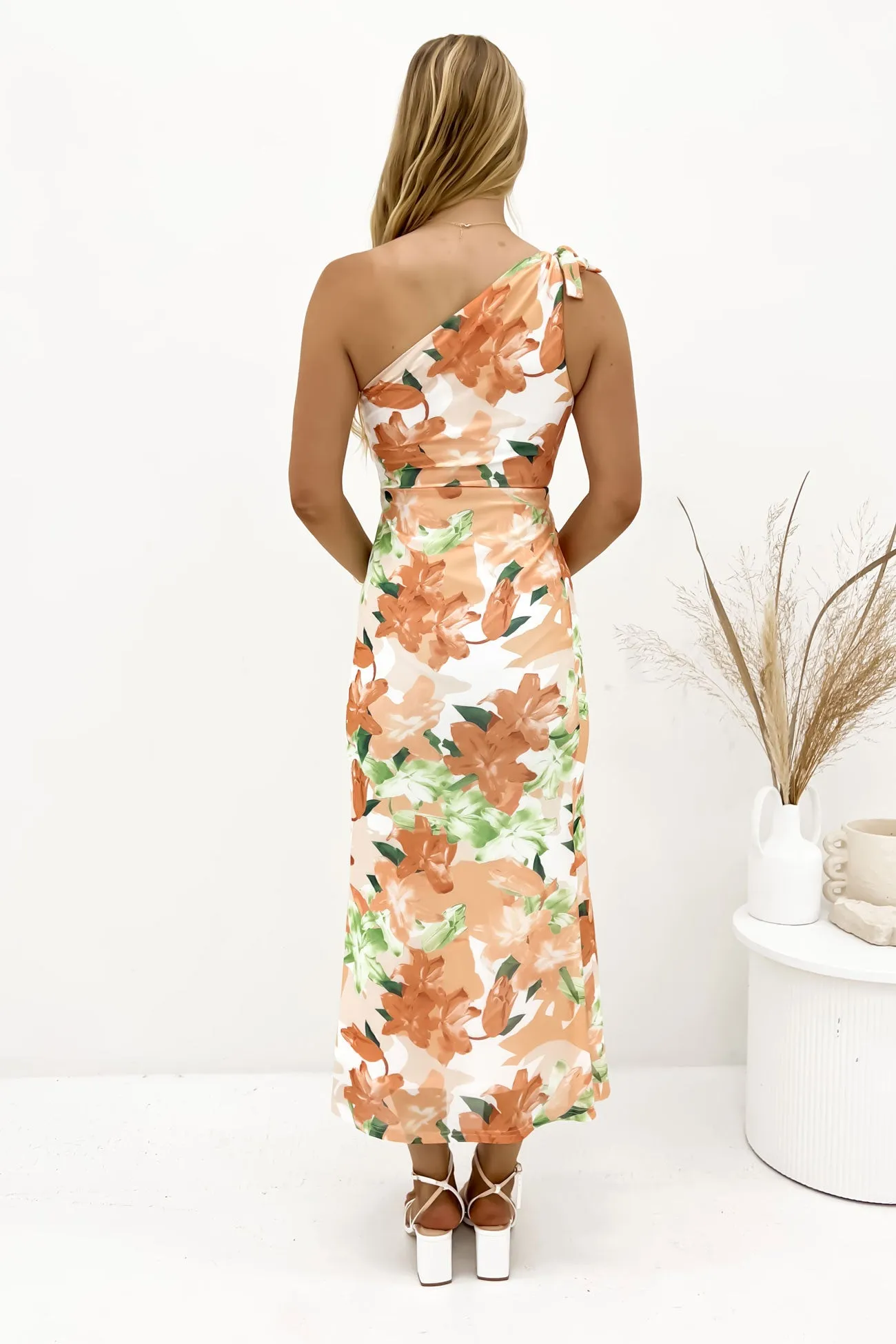 Maggie Midi Dress Orange Lillies