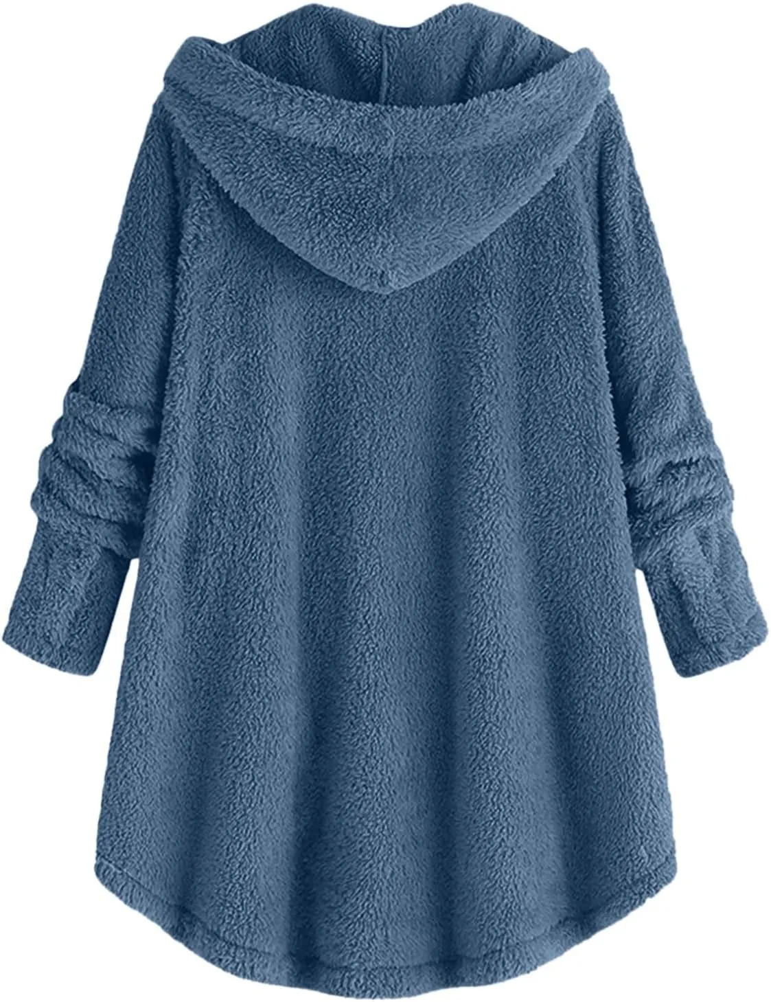 maisdgop Fleece Jacket Women Long Sleeve Sherpa Hooded Coats Winter Fall Warm Fuzzy Jackets Plus Size Button Plush Outerwear
