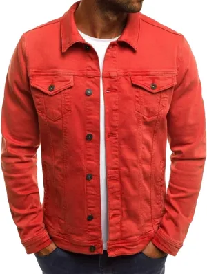 Maiyifu-GJ Distressed Denim Jacket for Men Long Sleeve Button Down Jean Coat Fashion Casual Slim Fit Trucker Jackets
