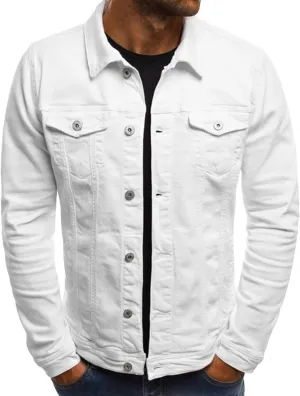 Maiyifu-GJ Men's Distressed Denim Jacket Long Sleeve Button Down Jean Coat Fashion Casual Slim Fit Trucker Biker Jackets