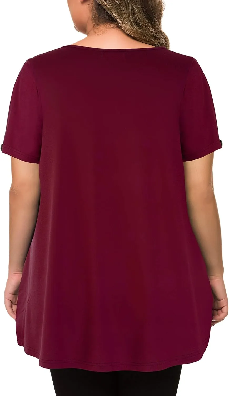 MANER Women's Plus Size Tops Short Sleeve Flowy Shirts Casual Blouses Tunic Tops L-4XL