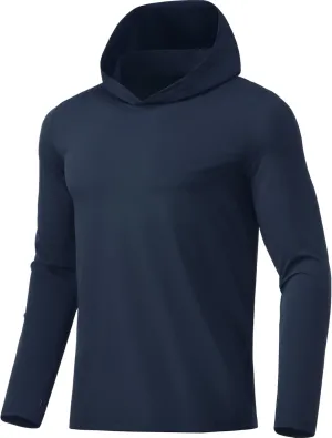 Men Athletic Hoodies Long Sleeve Fishing Shirts UPF 50  Sun Protection Dry Fit Wicking Hooded Running Shirts