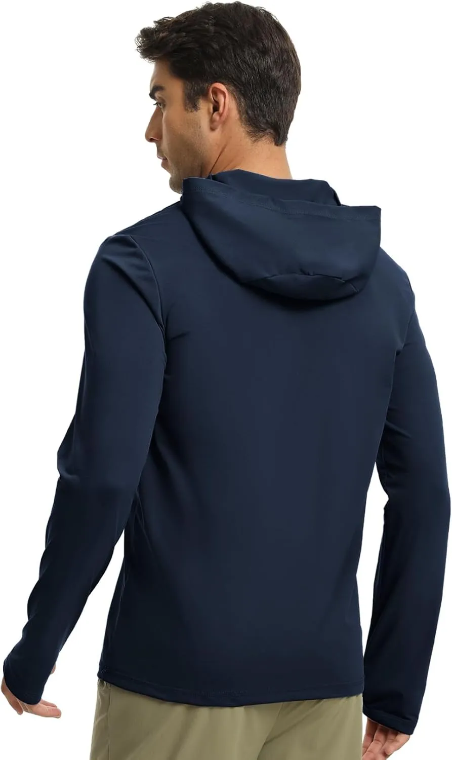 Men Athletic Hoodies Long Sleeve Fishing Shirts UPF 50  Sun Protection Dry Fit Wicking Hooded Running Shirts